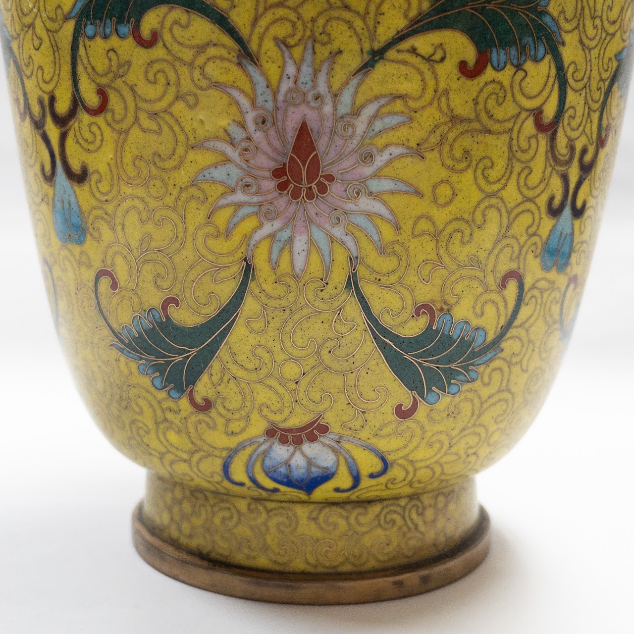 Cloisonné Tall Yellow Vase