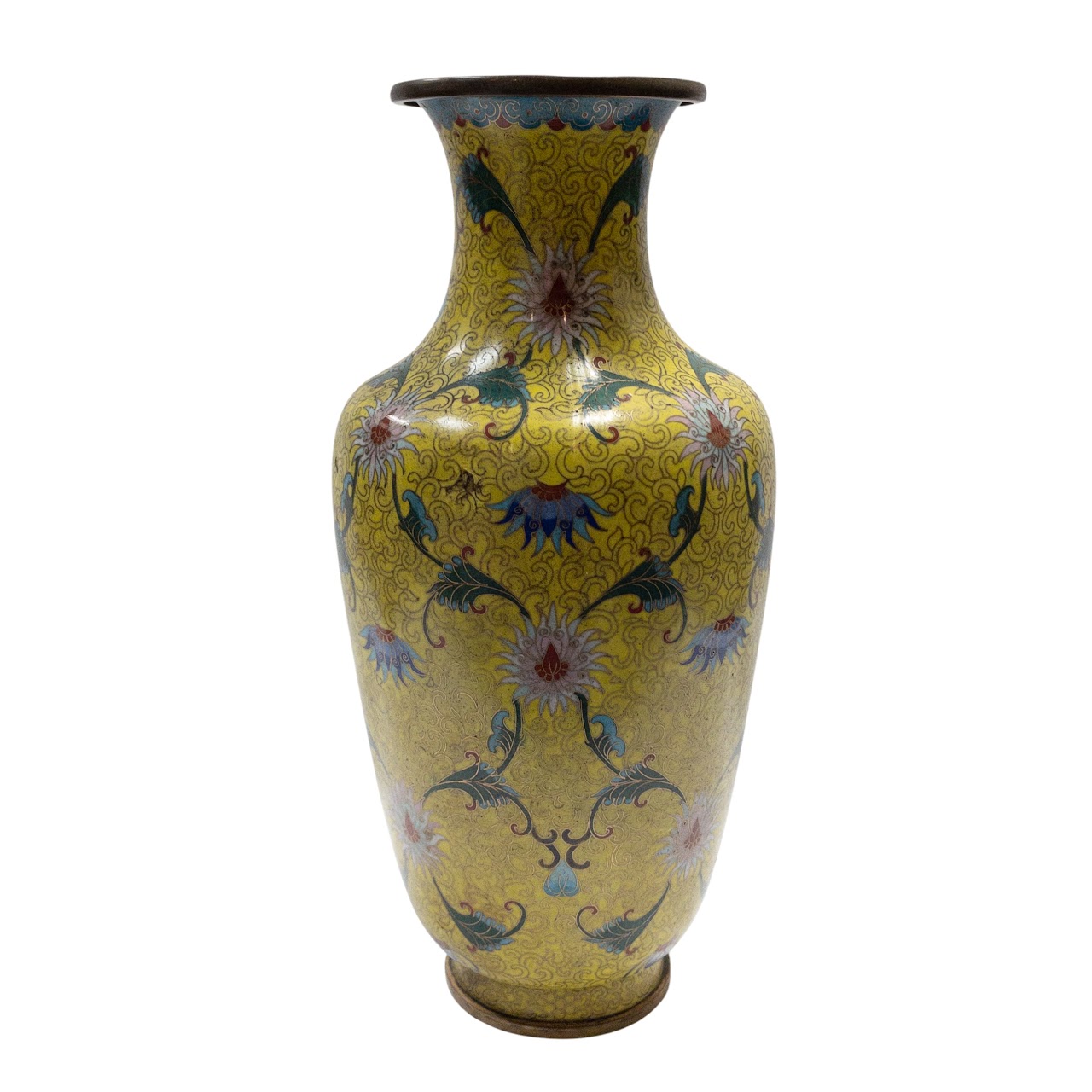 Cloisonné Tall Yellow Vase