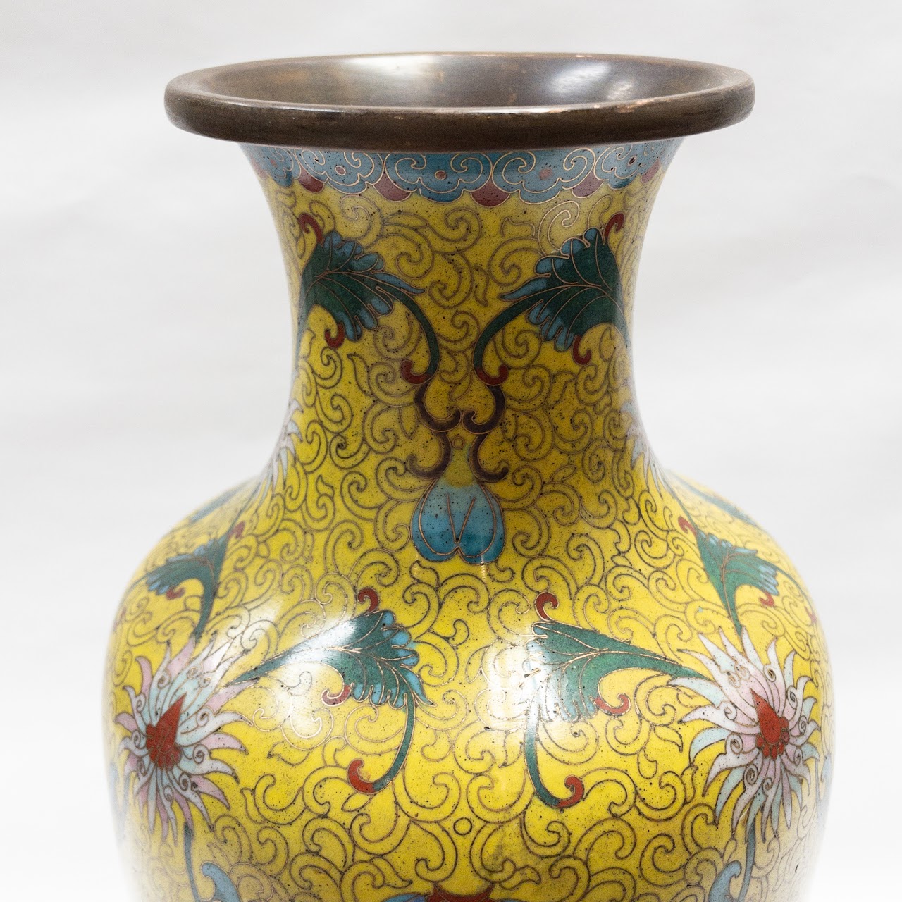 Cloisonné Tall Yellow Vase