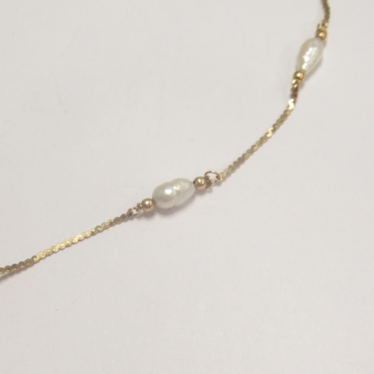 14K Gold Freshwater Pearl Station Necklace