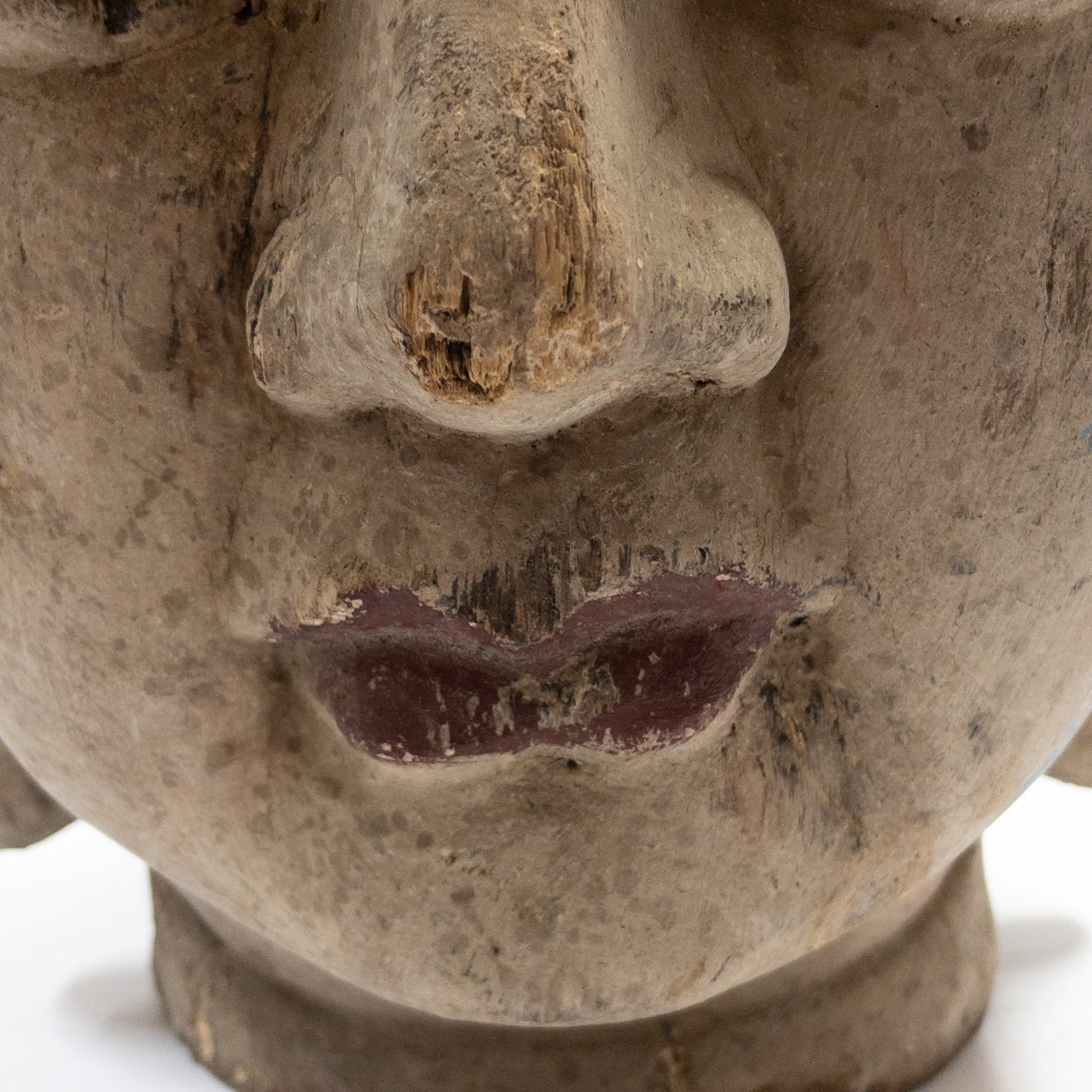 Painted Wood Buddha Head