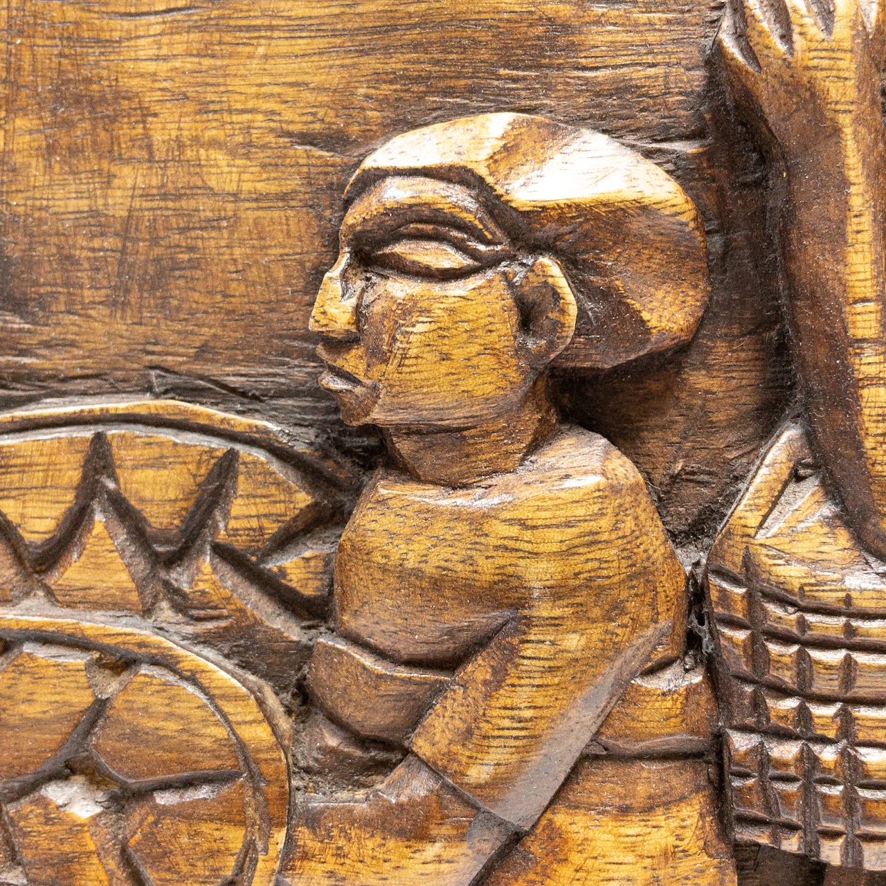 Ghanaian Carved Wood Panel