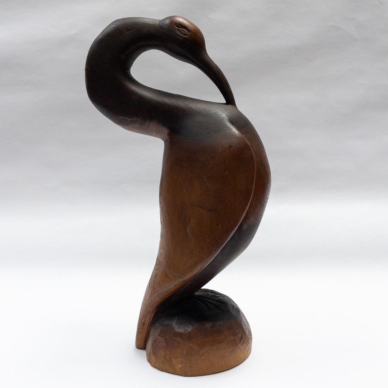 Cecil Gray Signed Crane Wood Sculpture