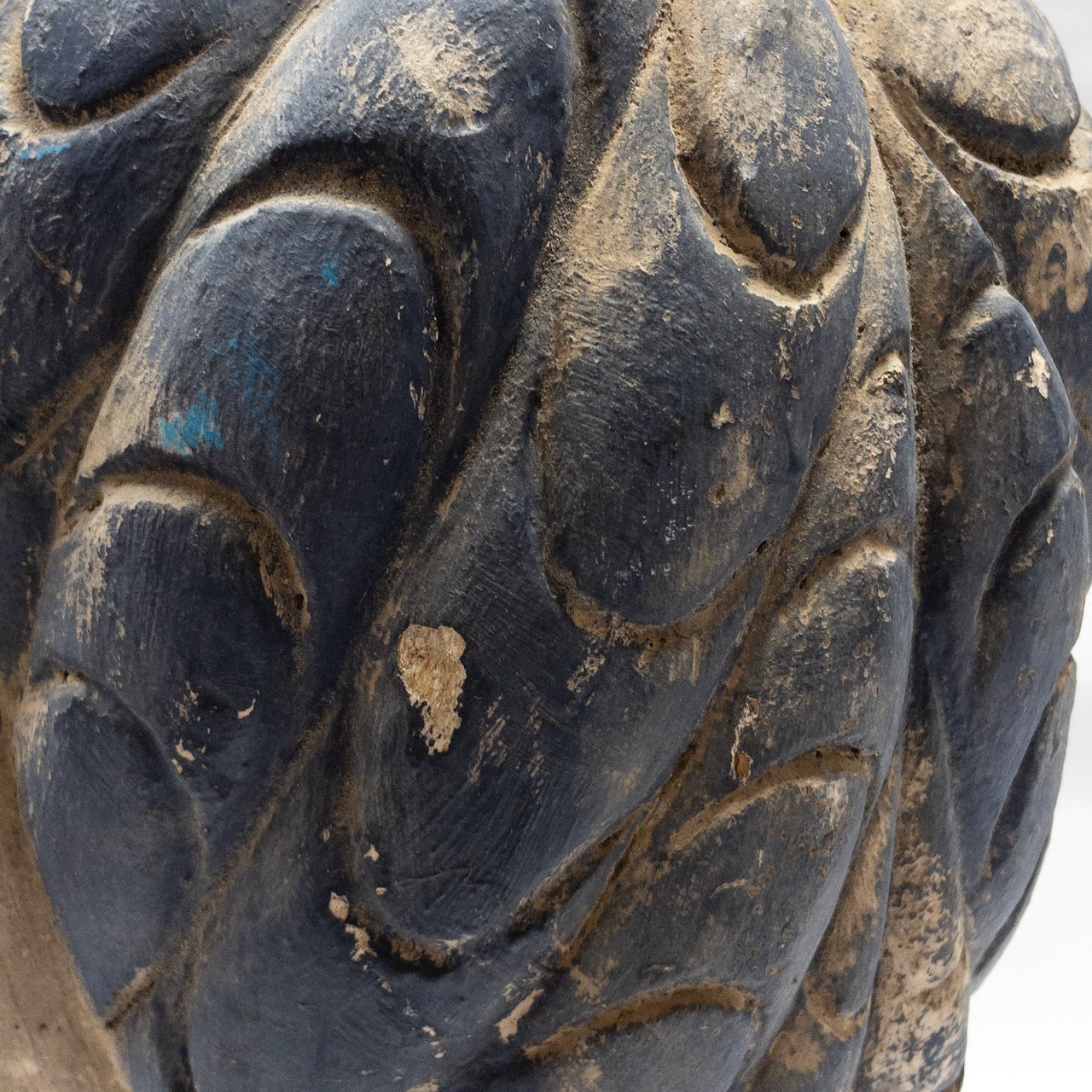 Painted Wood Buddha Head