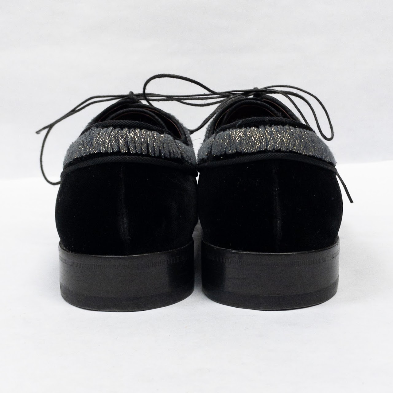 Dolce & Gabbana Velvet Beaded Derby Shoes