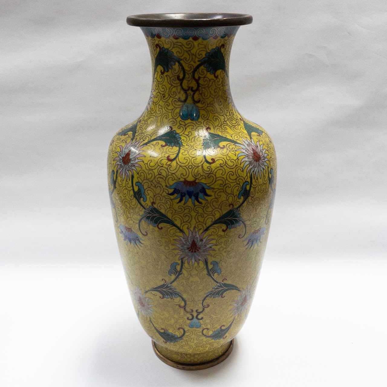 Cloisonné Tall Yellow Vase