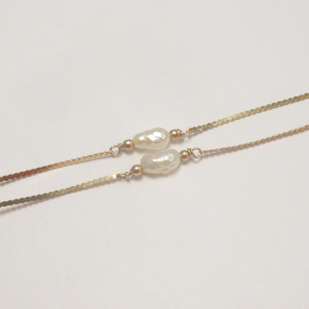 14K Gold Freshwater Pearl Station Necklace