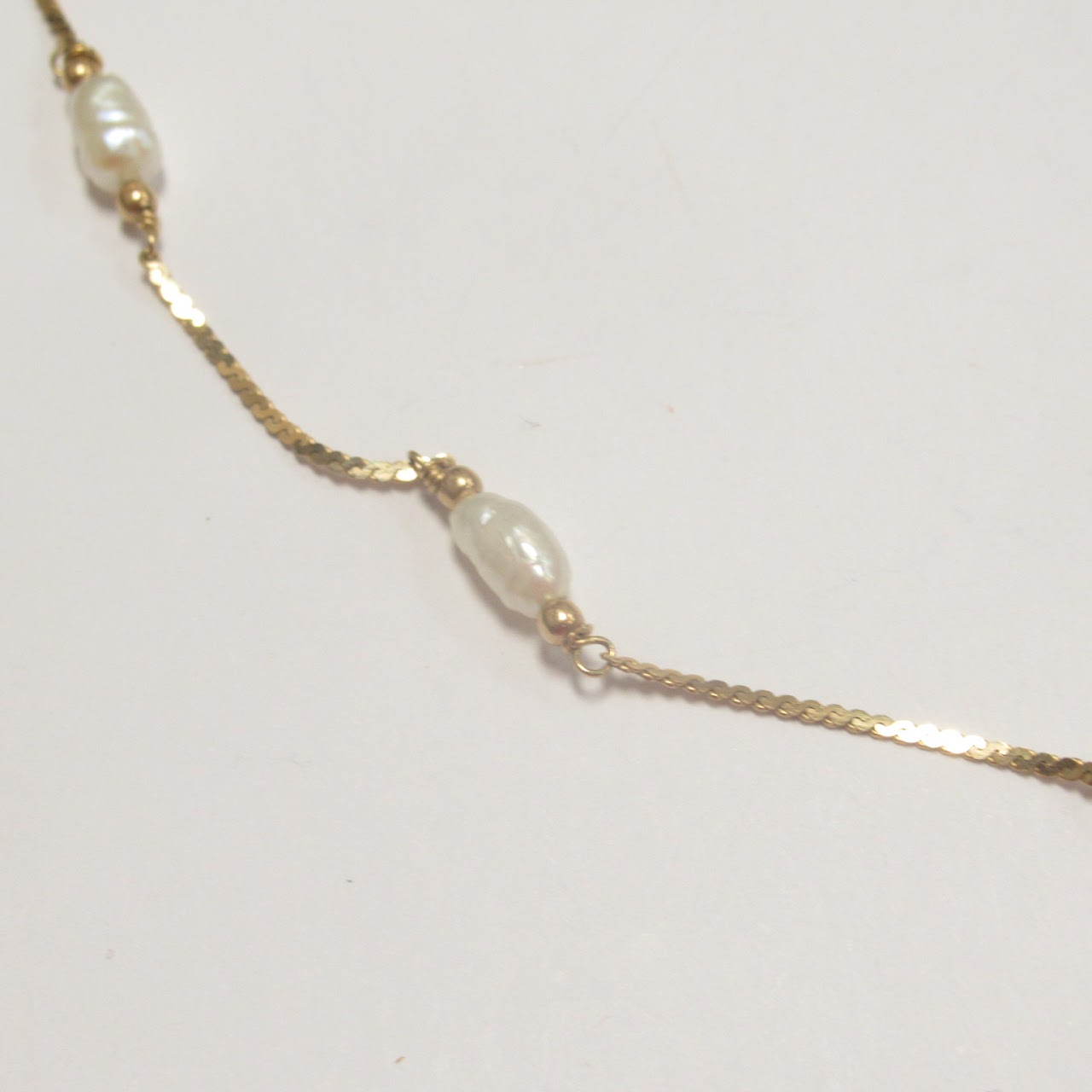 14K Gold Freshwater Pearl Station Necklace