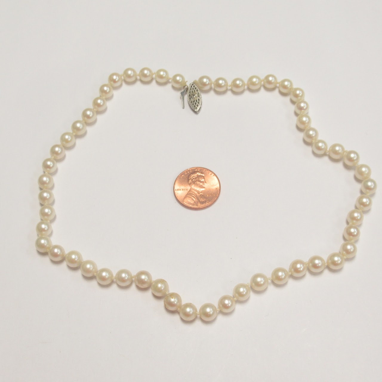 14K White Gold Pearl Strand NEEDS REPAIR