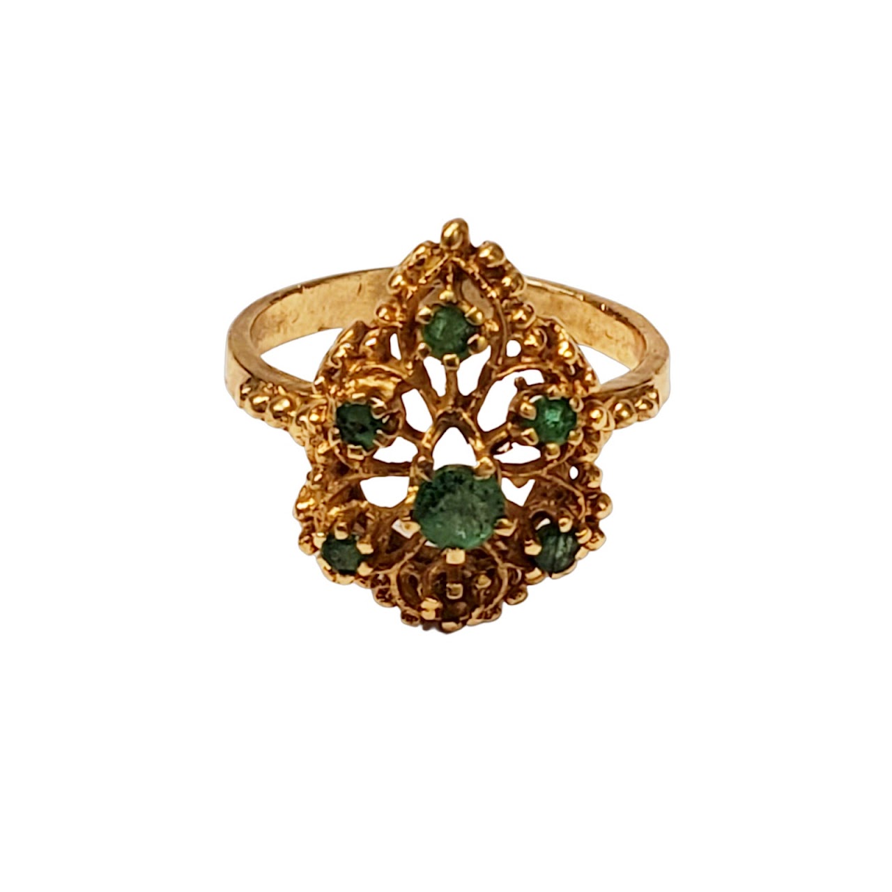 14K Gold & Green Stone Ring