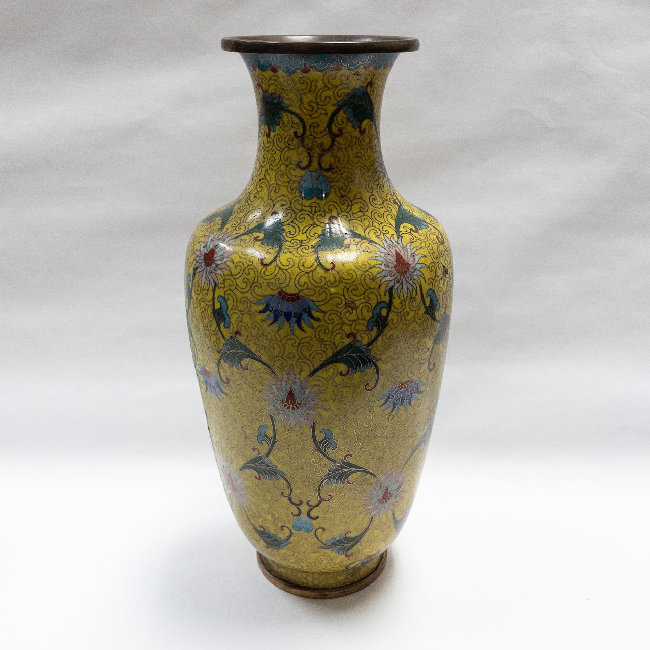 Cloisonné Tall Yellow Vase