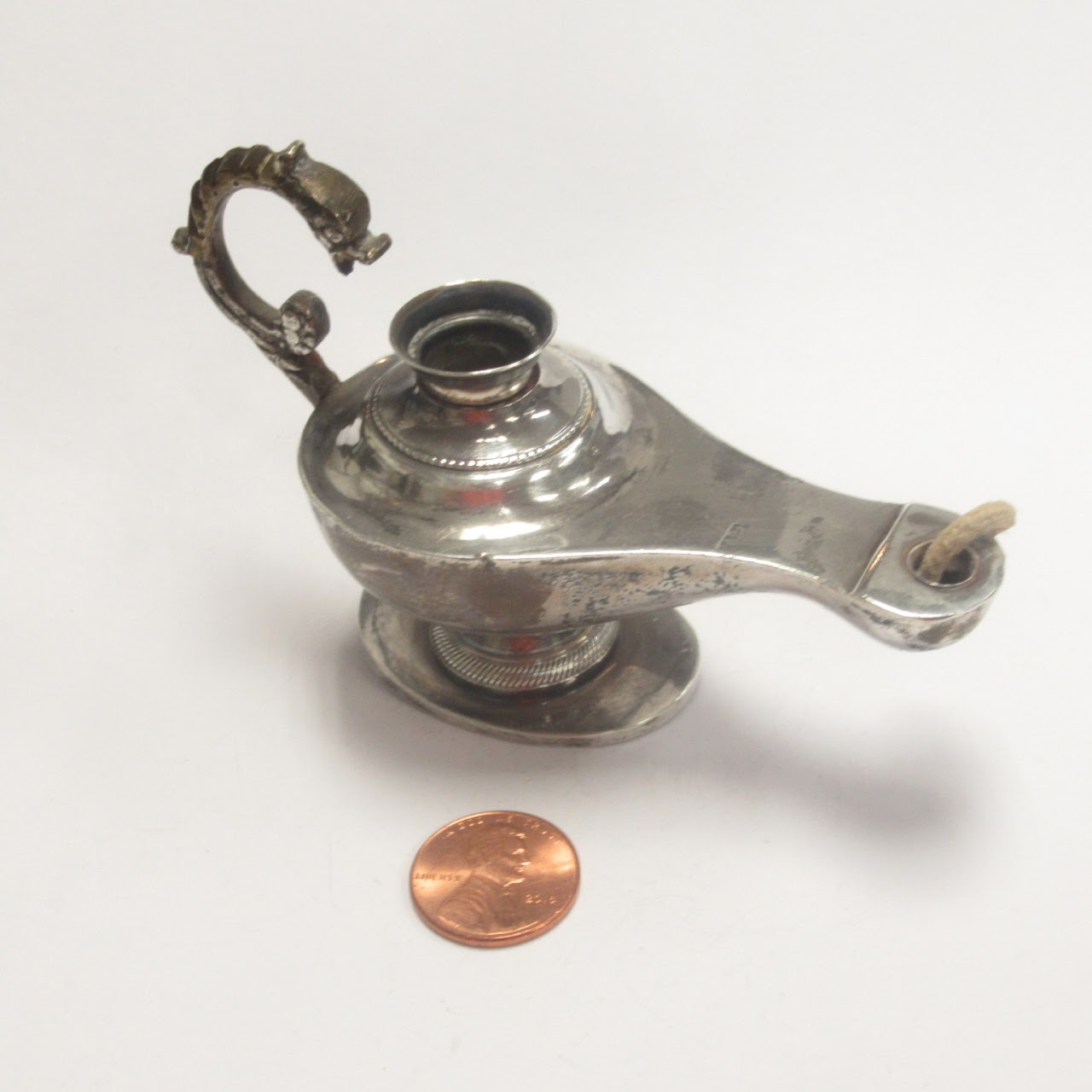 Sterling Silver Egyptian Oil Lamp Pair