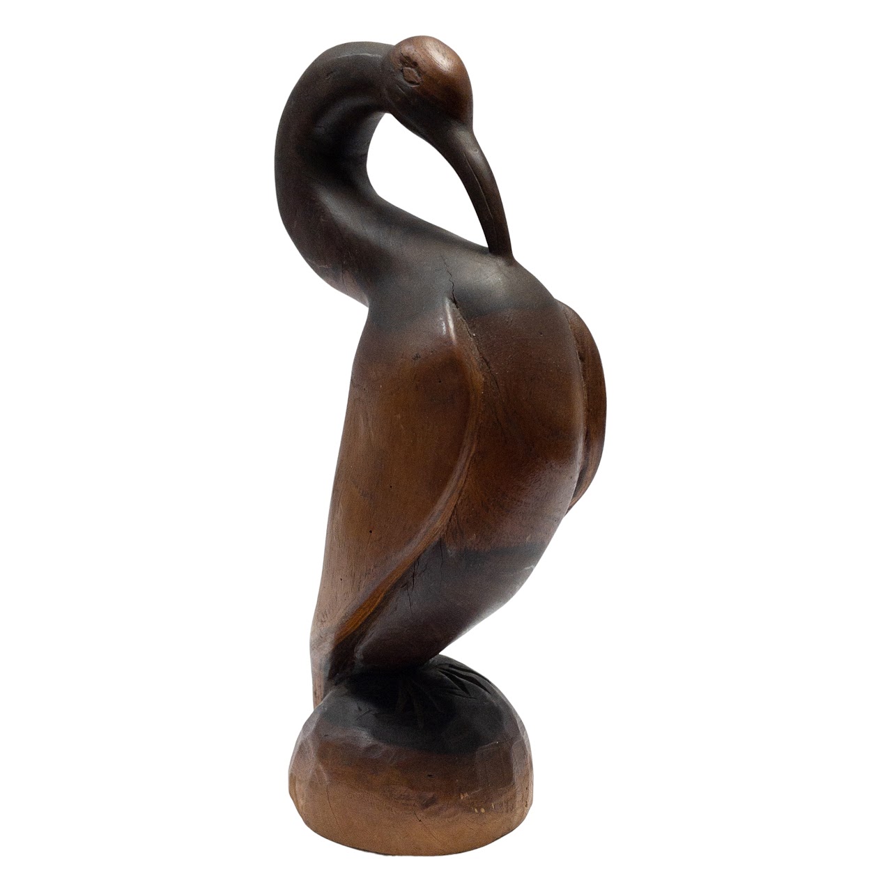 Cecil Gray Signed Crane Wood Sculpture