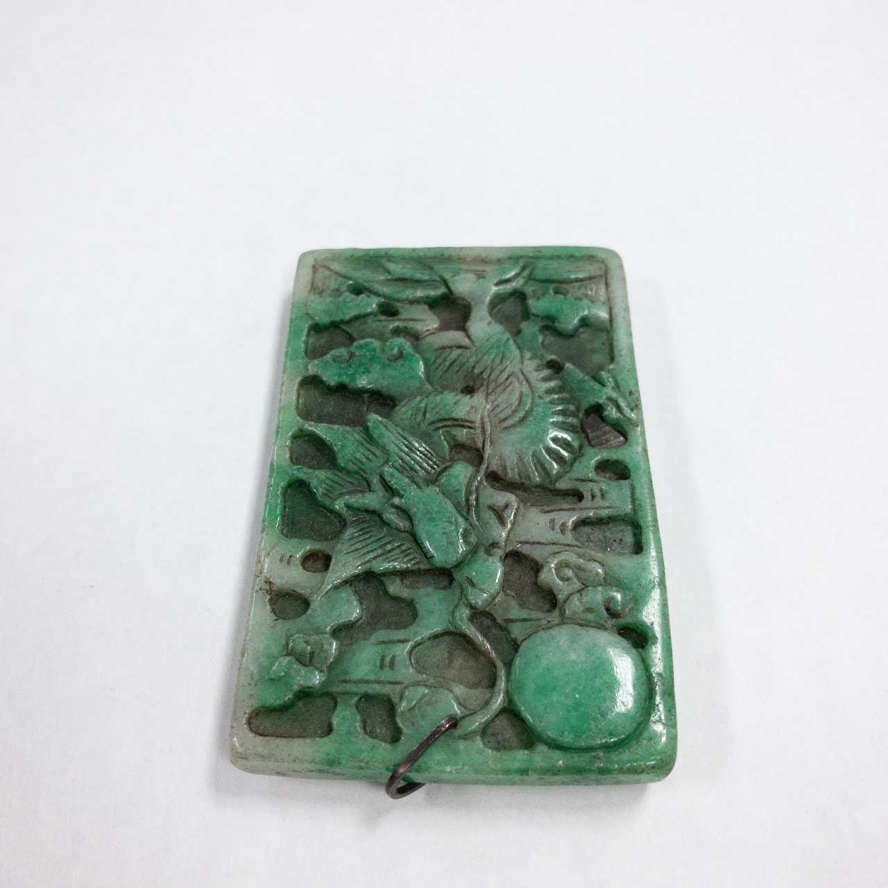 Green Jade Hand Carved Rectangular Pendant