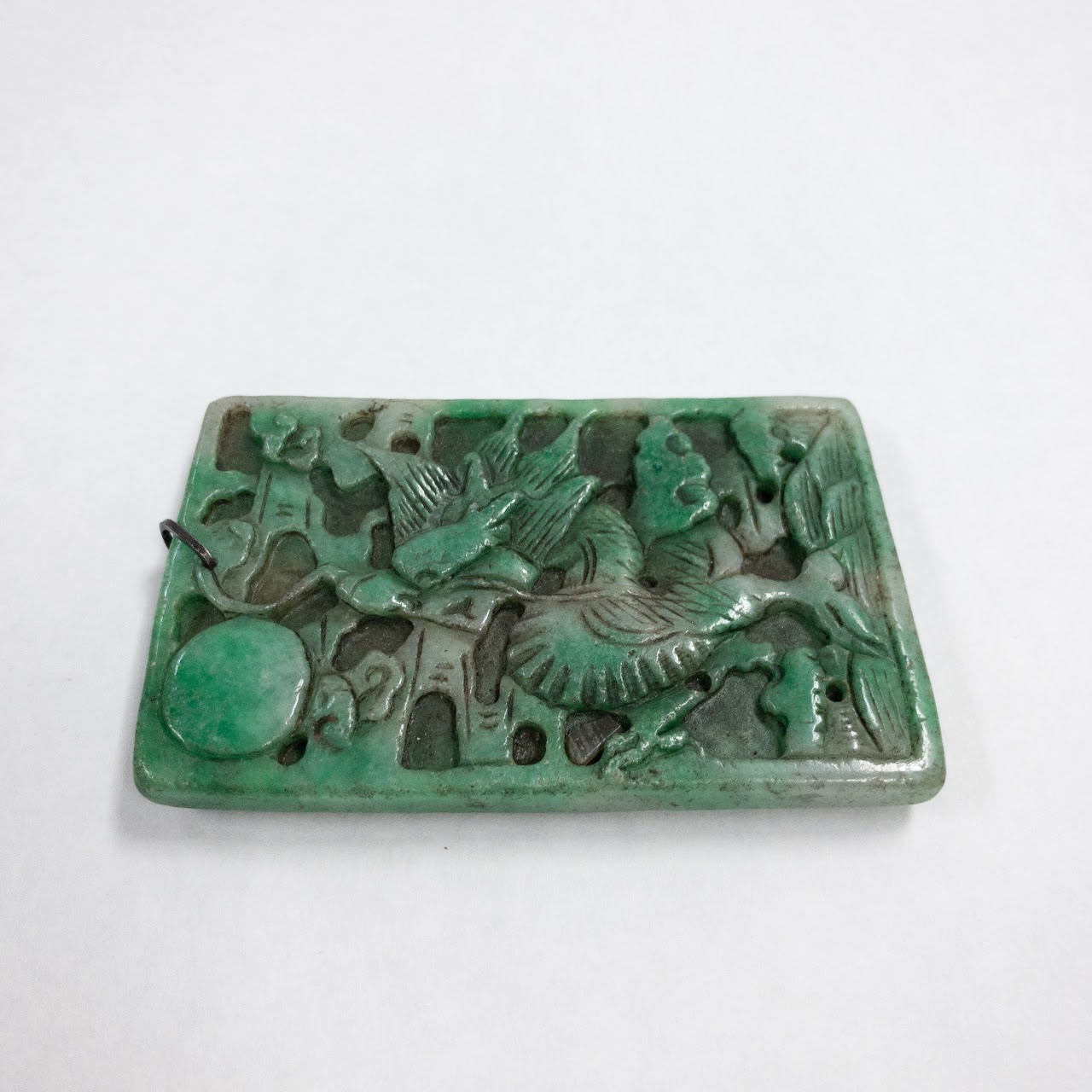 Green Jade Hand Carved Rectangular Pendant