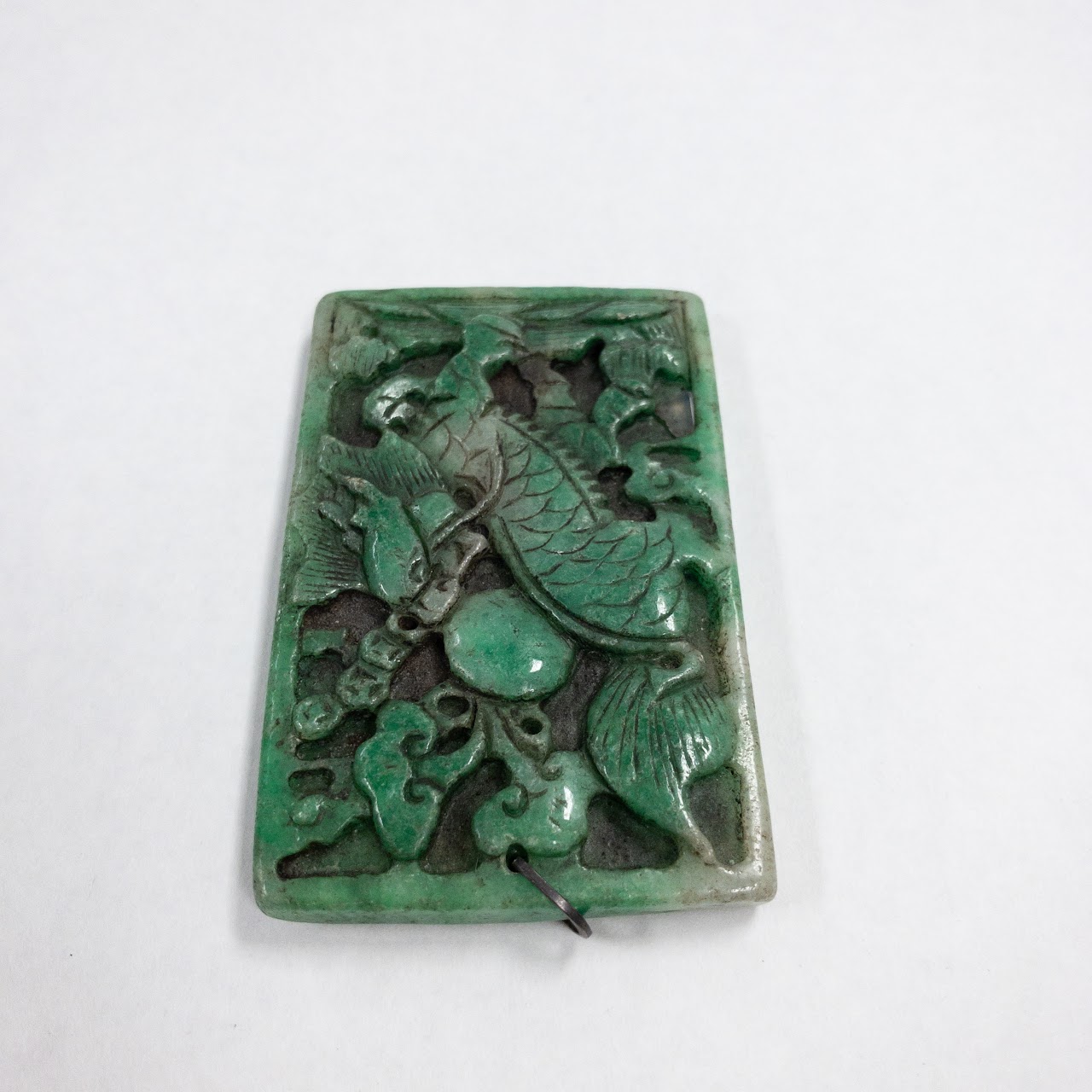 Green Jade Hand Carved Rectangular Pendant