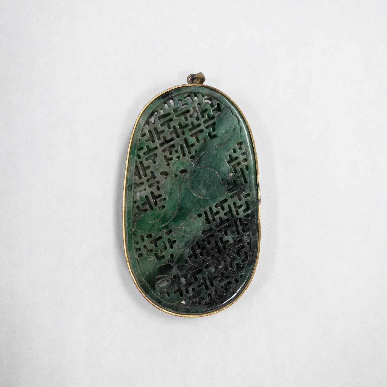 Green Jade Hand Carved Oval Pendant