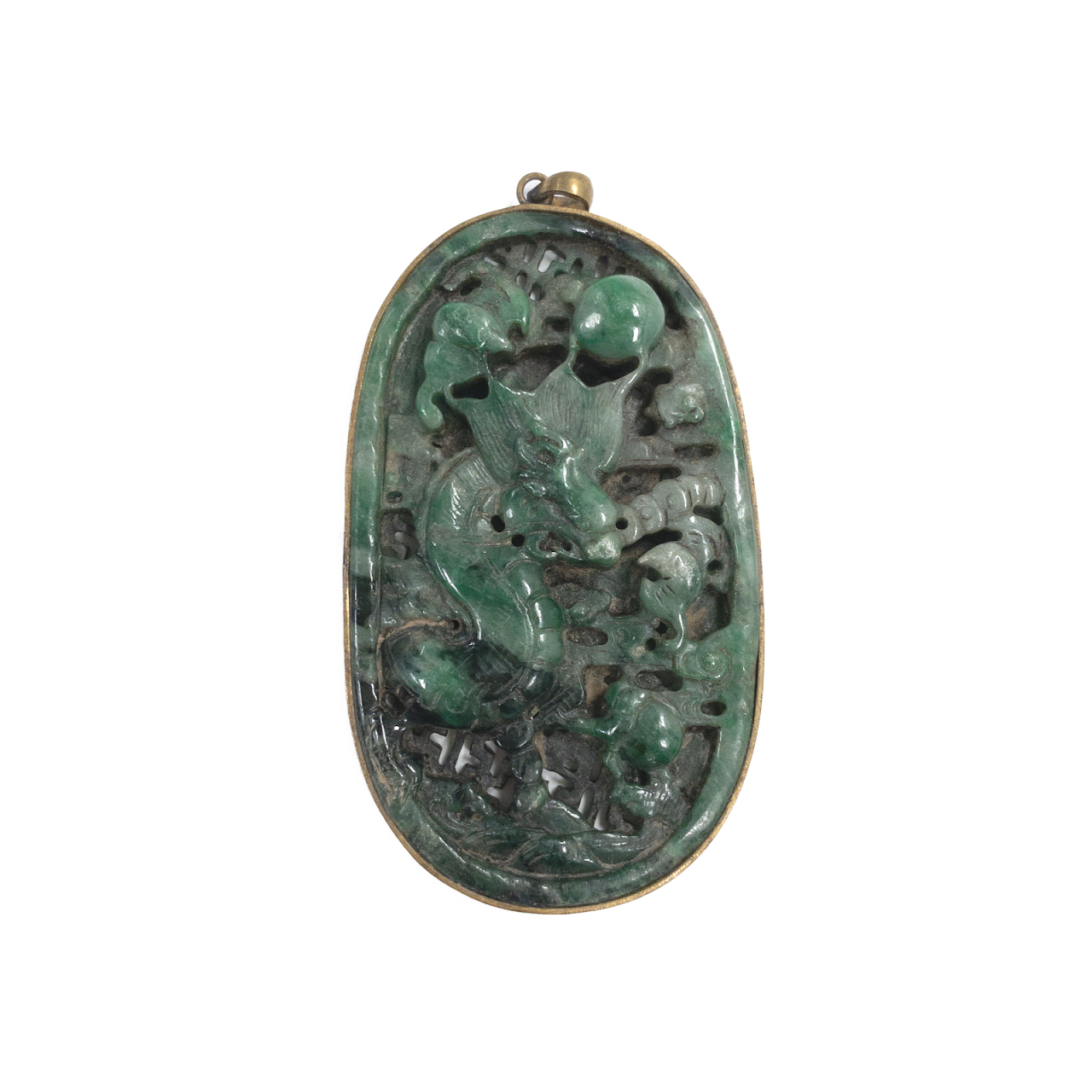 Green Jade Hand Carved Oval Pendant