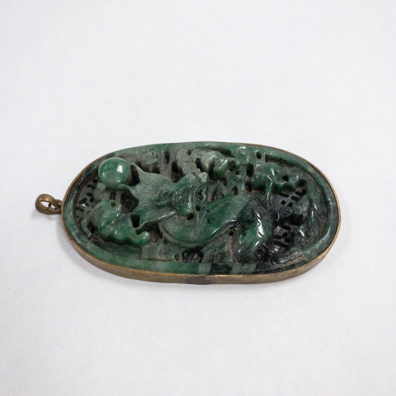 Green Jade Hand Carved Oval Pendant