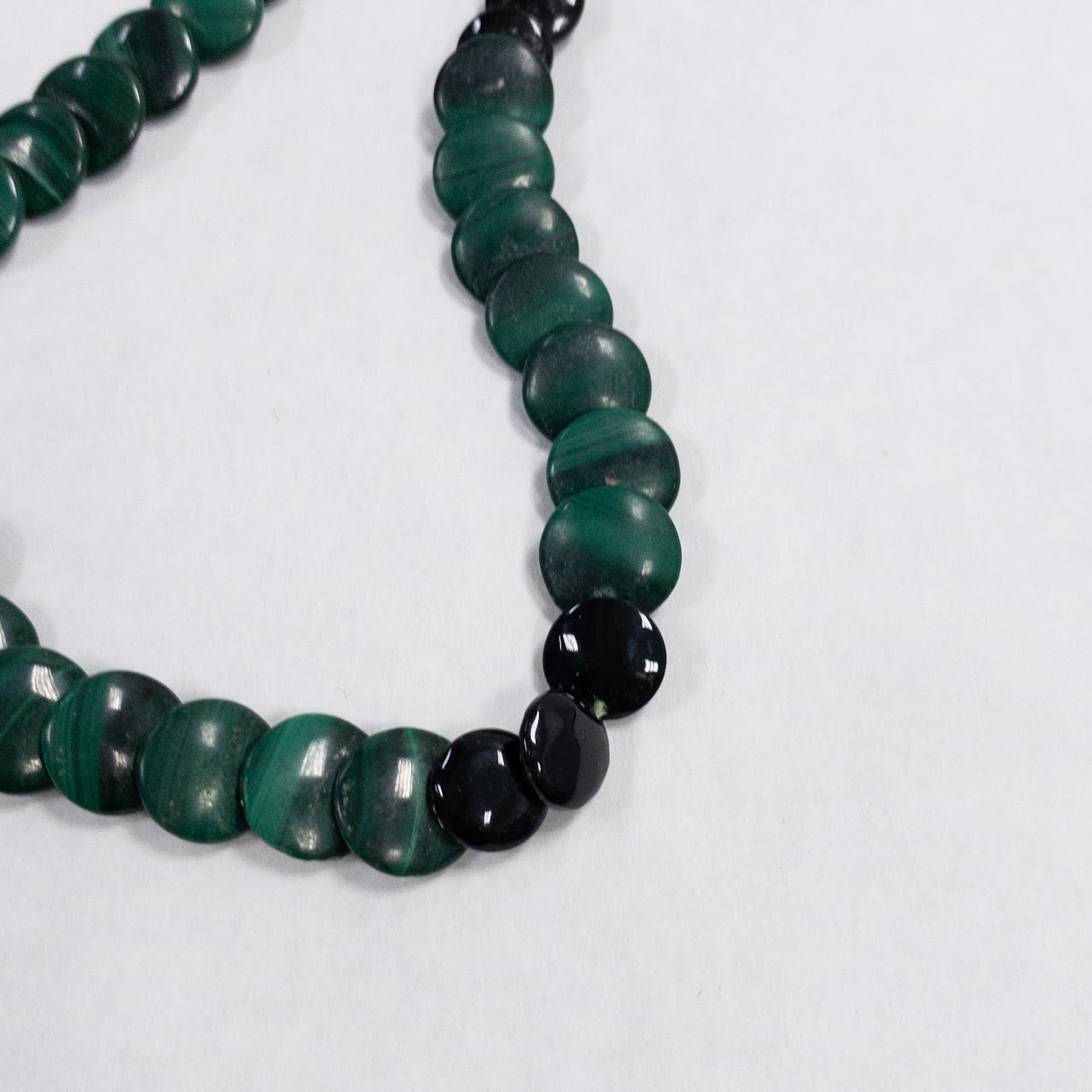 14K Gold Malachite & Onyx Disc Necklace