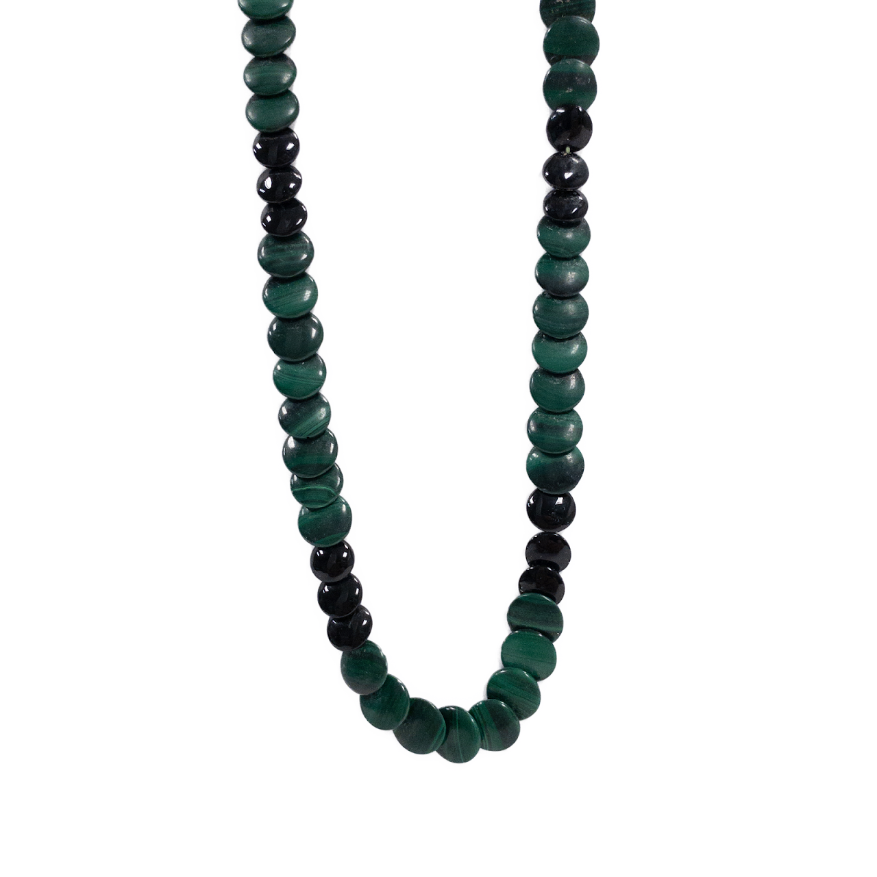 14K Gold Malachite & Onyx Disc Necklace