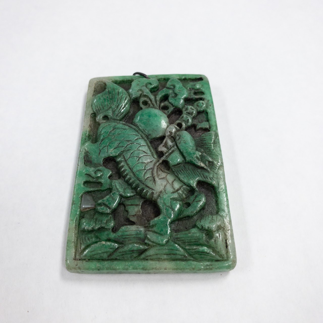 Green Jade Hand Carved Rectangular Pendant