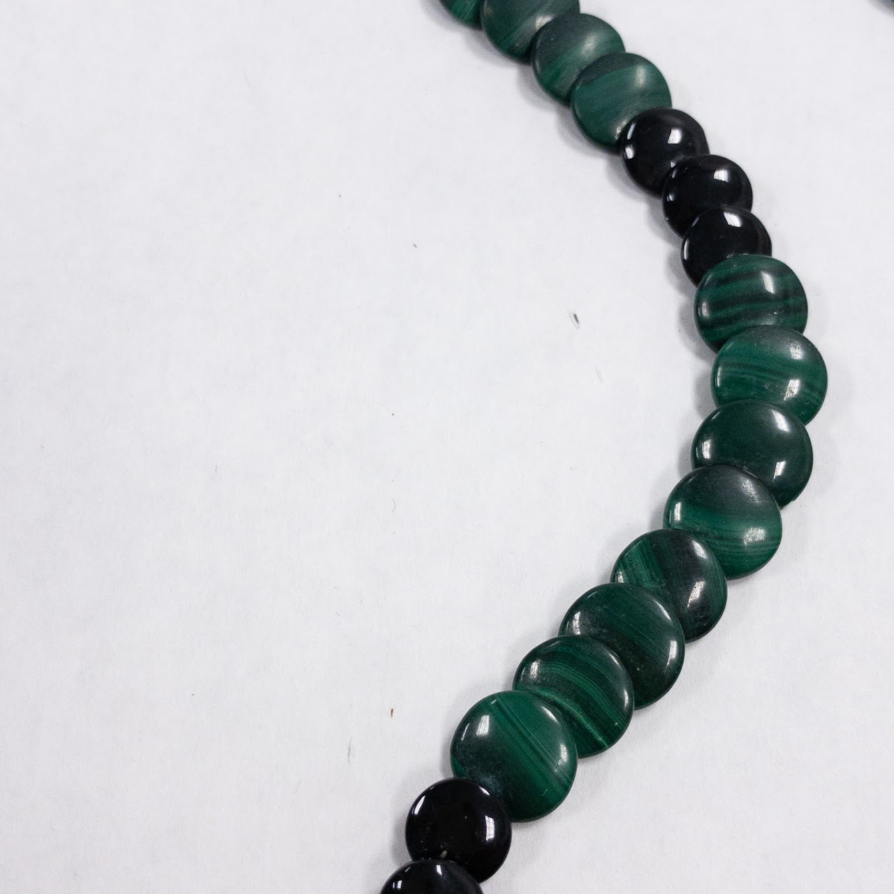 14K Gold Malachite & Onyx Disc Necklace