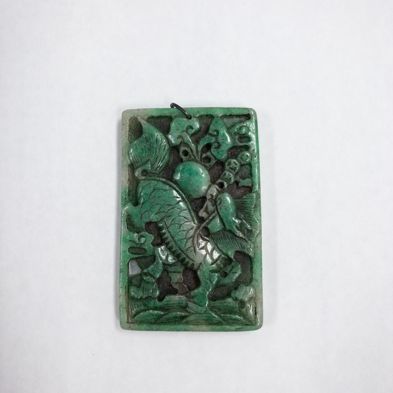 Green Jade Hand Carved Rectangular Pendant