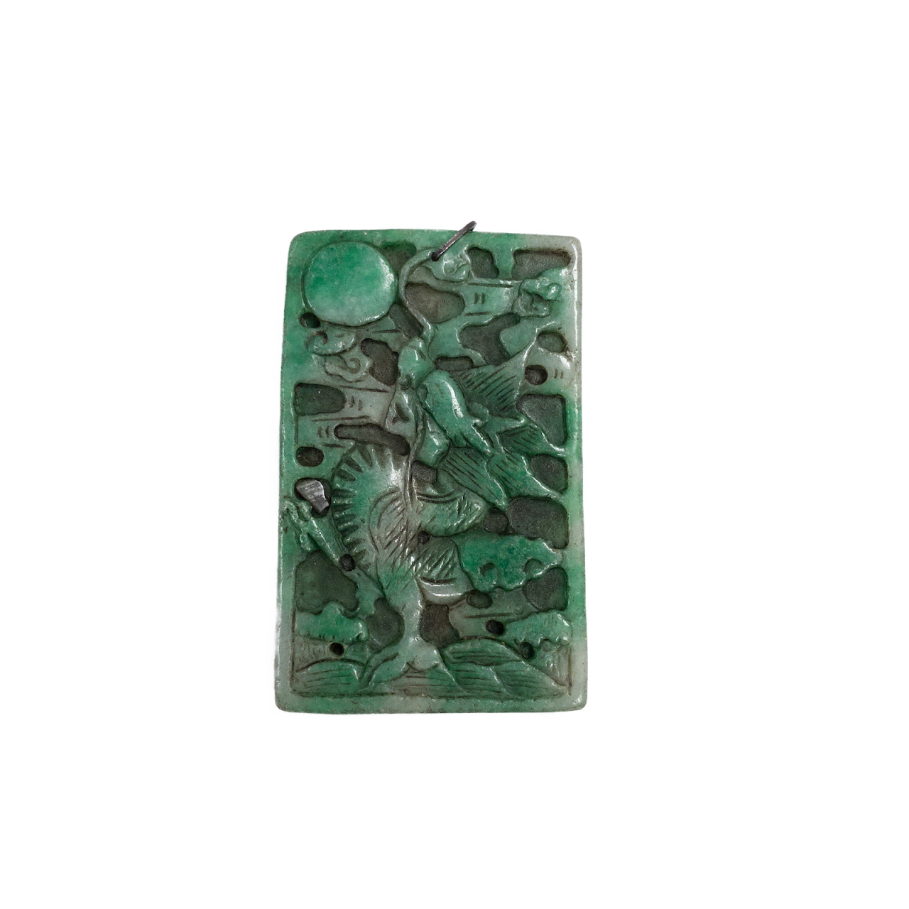 Green Jade Hand Carved Rectangular Pendant