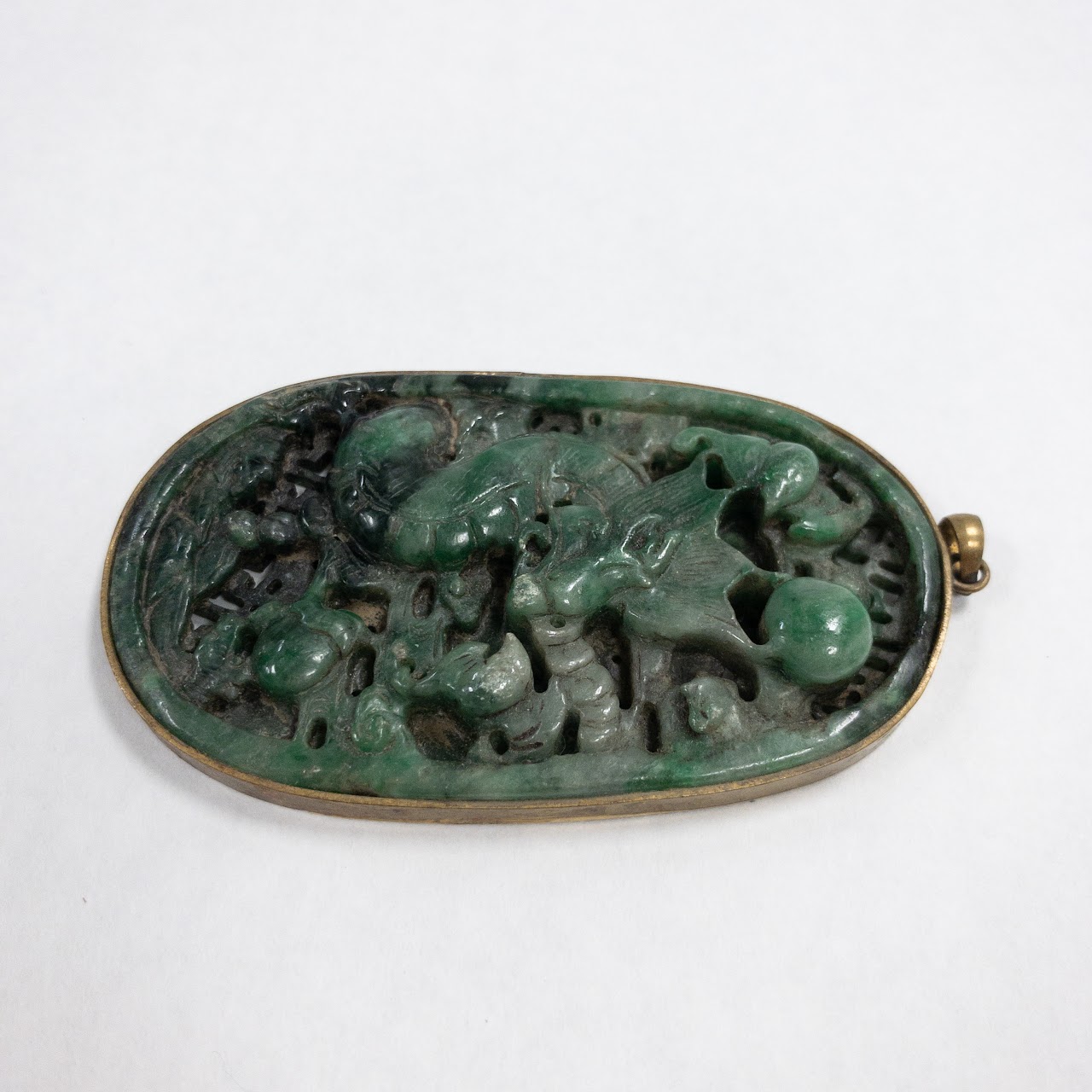 Green Jade Hand Carved Oval Pendant