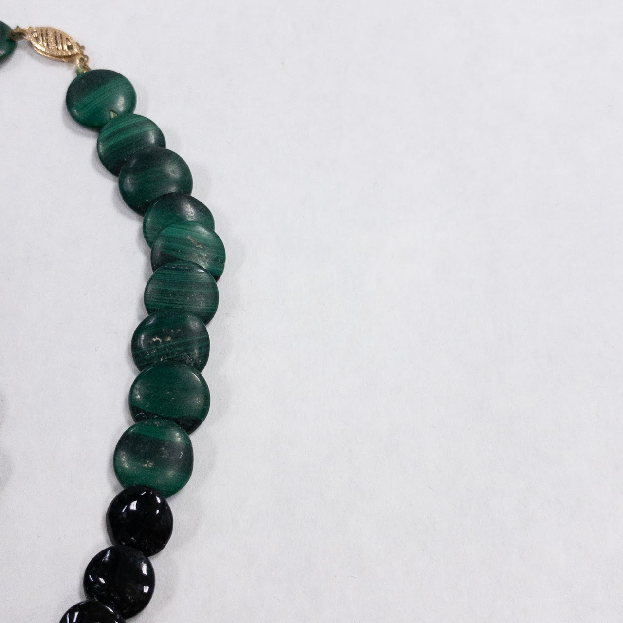 14K Gold Malachite & Onyx Disc Necklace