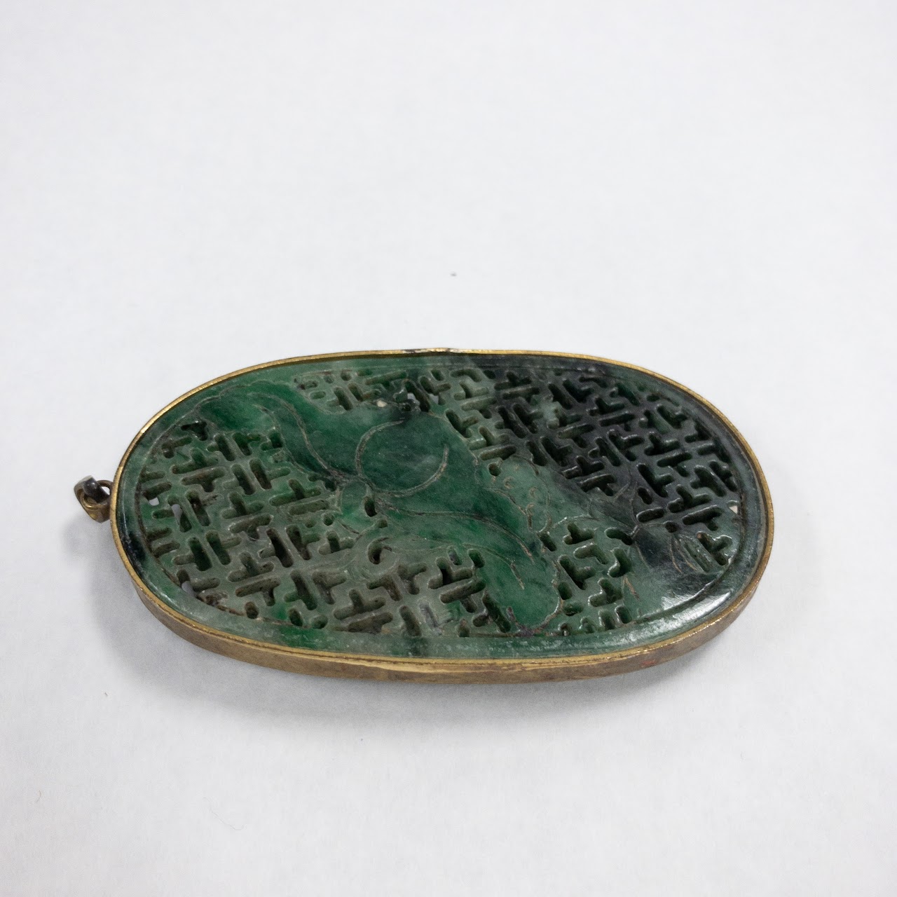 Green Jade Hand Carved Oval Pendant