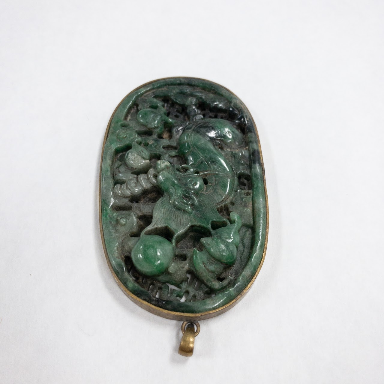 Green Jade Hand Carved Oval Pendant