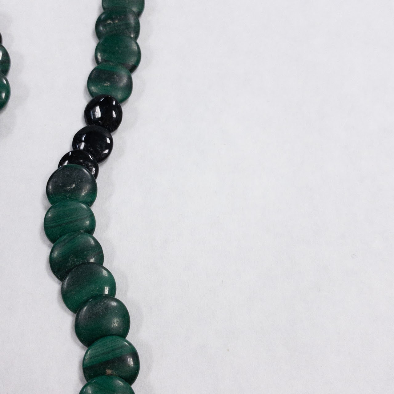 14K Gold Malachite & Onyx Disc Necklace