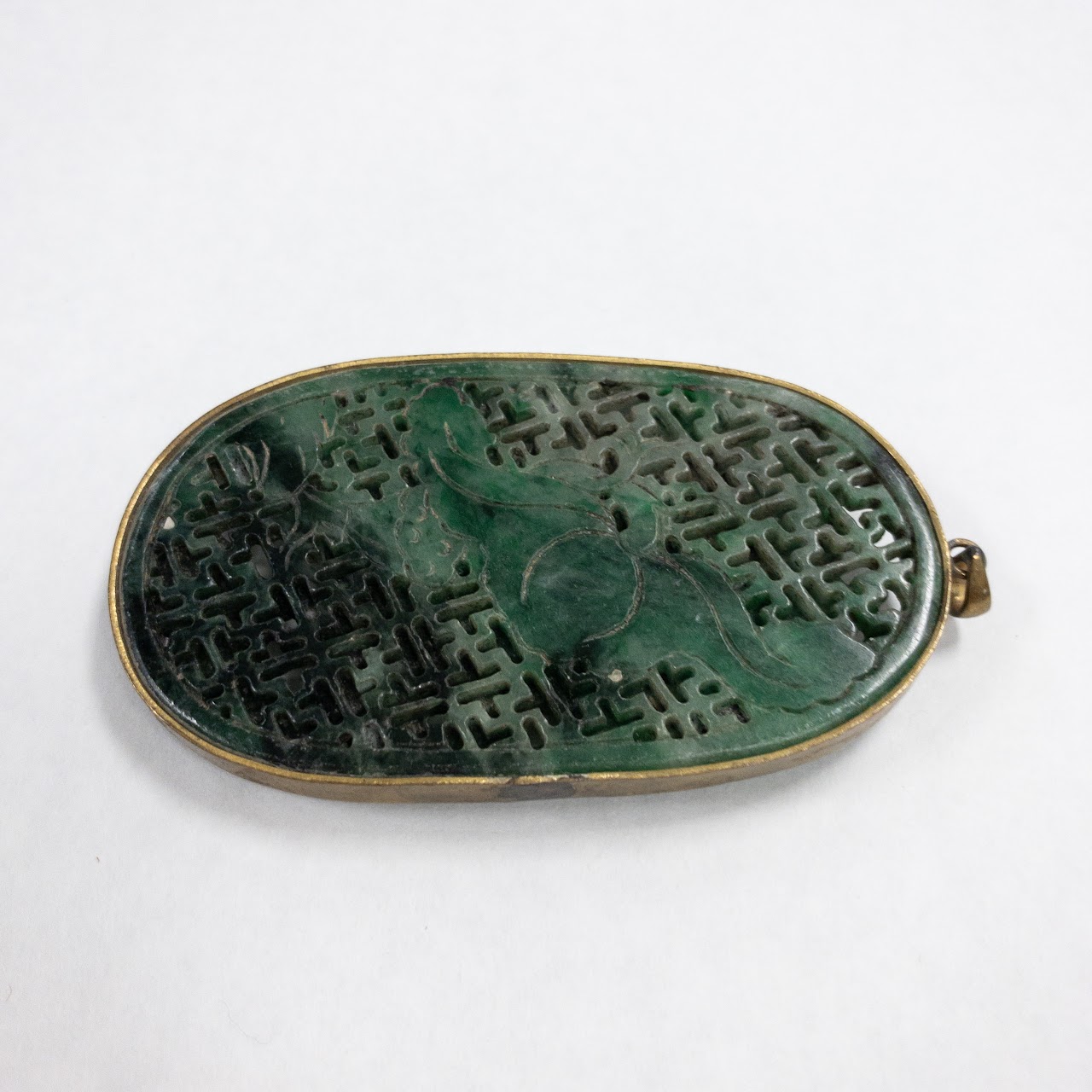 Green Jade Hand Carved Oval Pendant