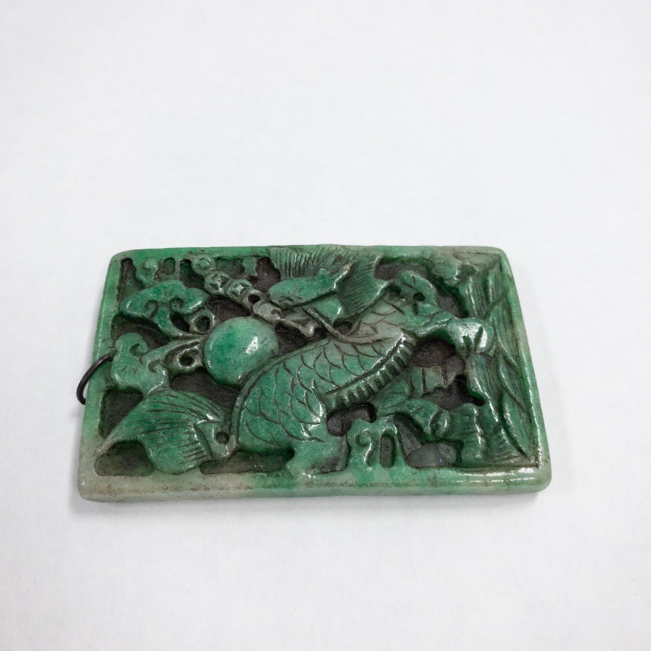 Green Jade Hand Carved Rectangular Pendant