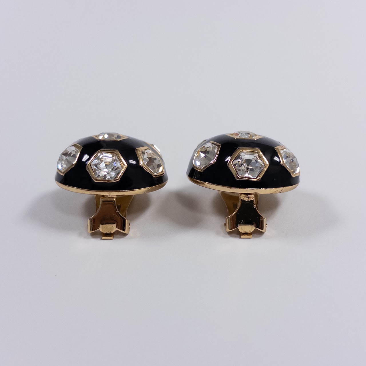 Christian Dior Vintage Enamel & Rhinestone Clip Earrings