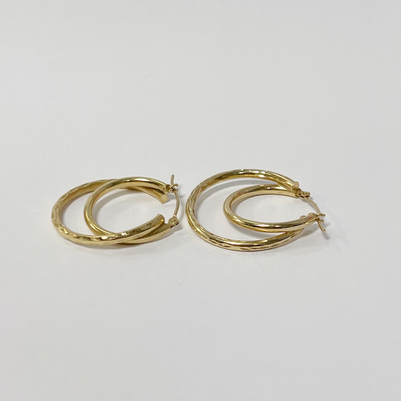 14K Gold Double Circle Hoop Earrings