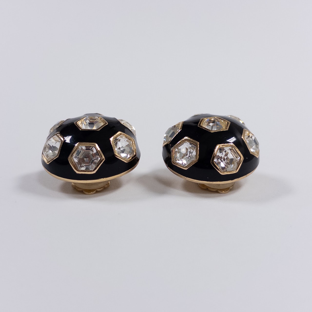 Christian Dior Vintage Enamel & Rhinestone Clip Earrings