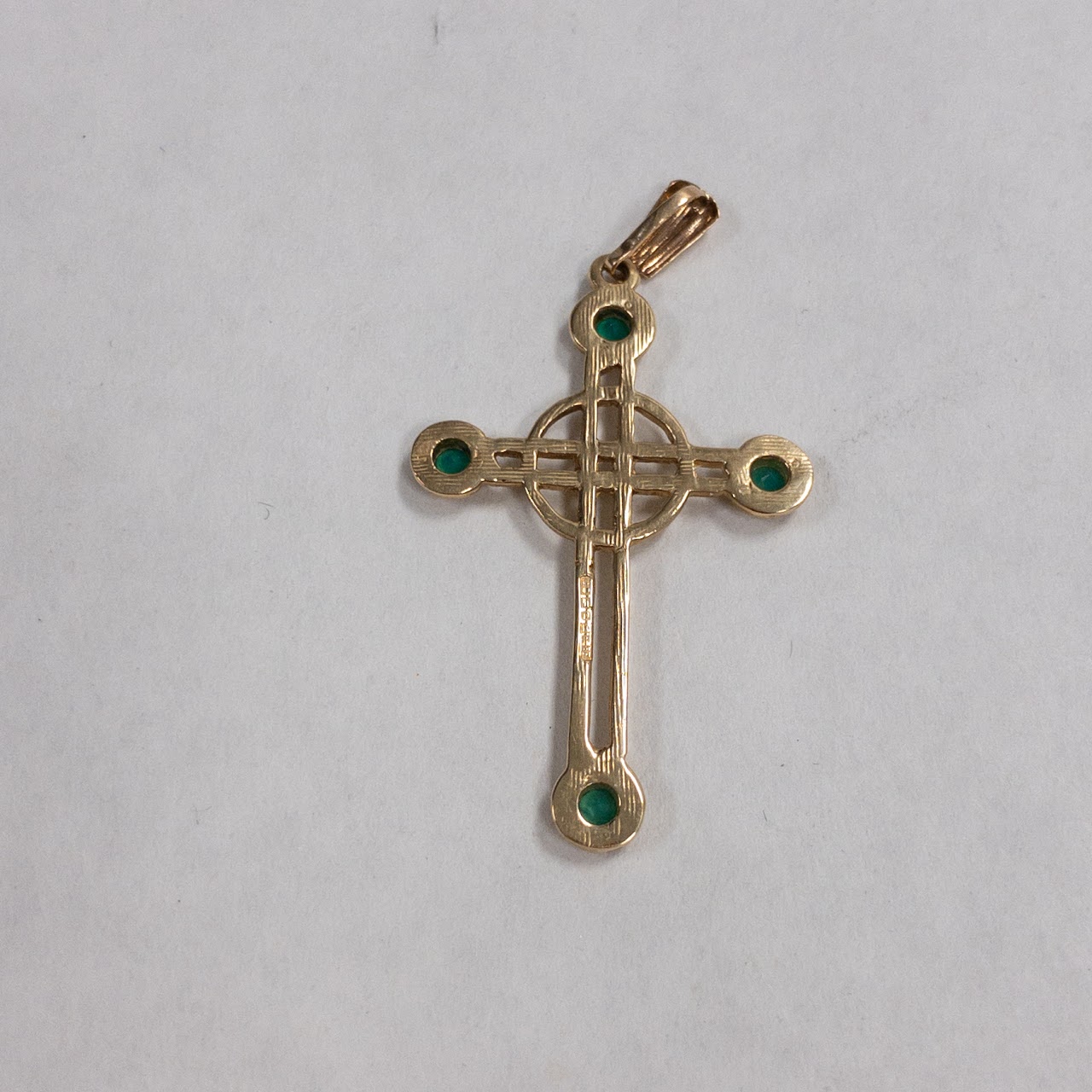 10K Gold & Green Stone Cross Pendant