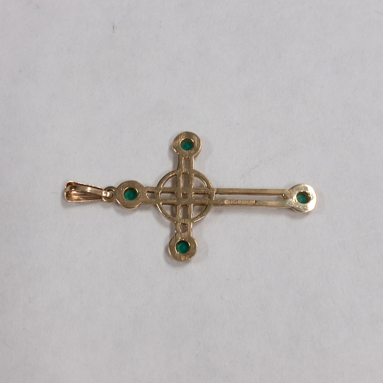 10K Gold & Green Stone Cross Pendant