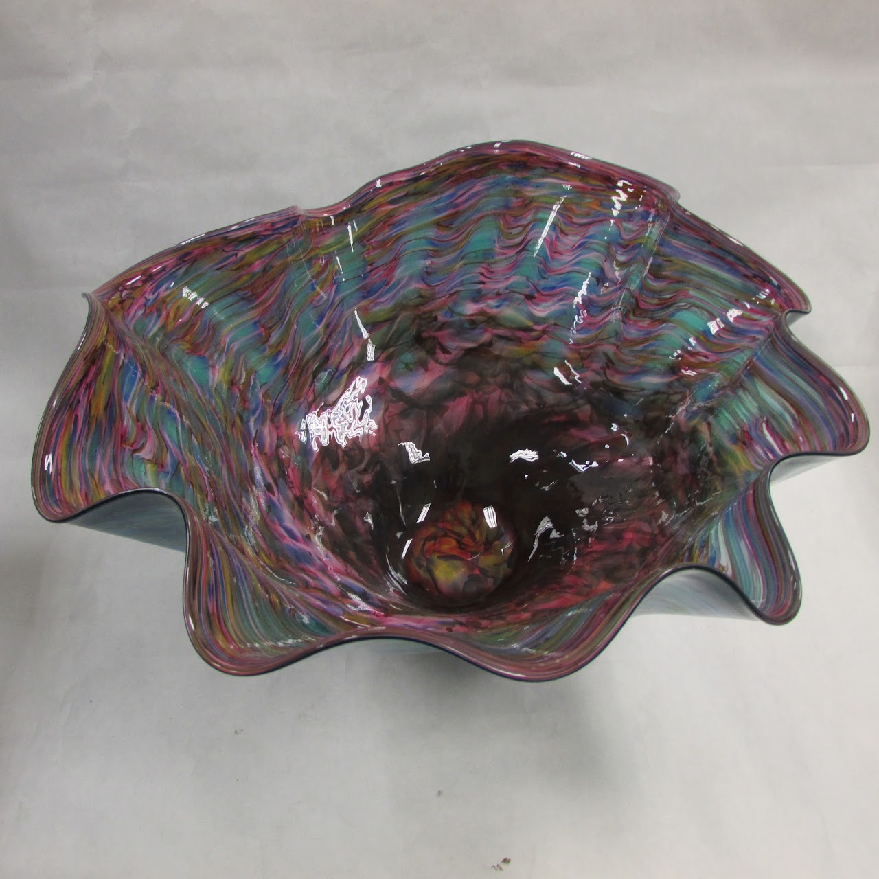 Signed Large Art Glass Centerpiece Bowl