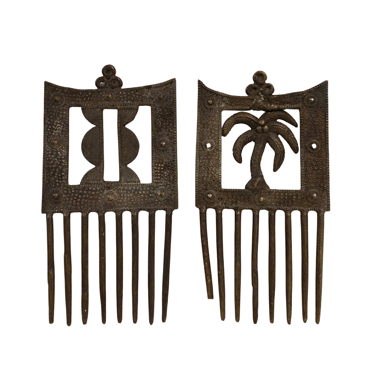 Decorative Brass Hair Comb Pair