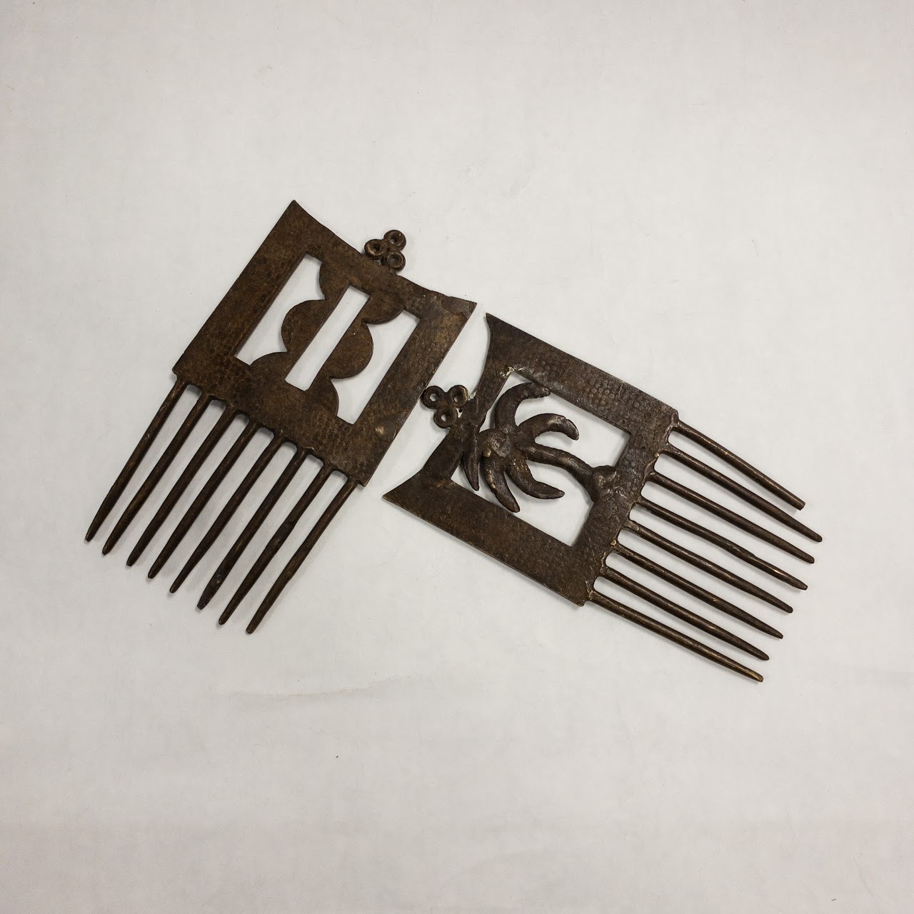 Decorative Brass Hair Comb Pair