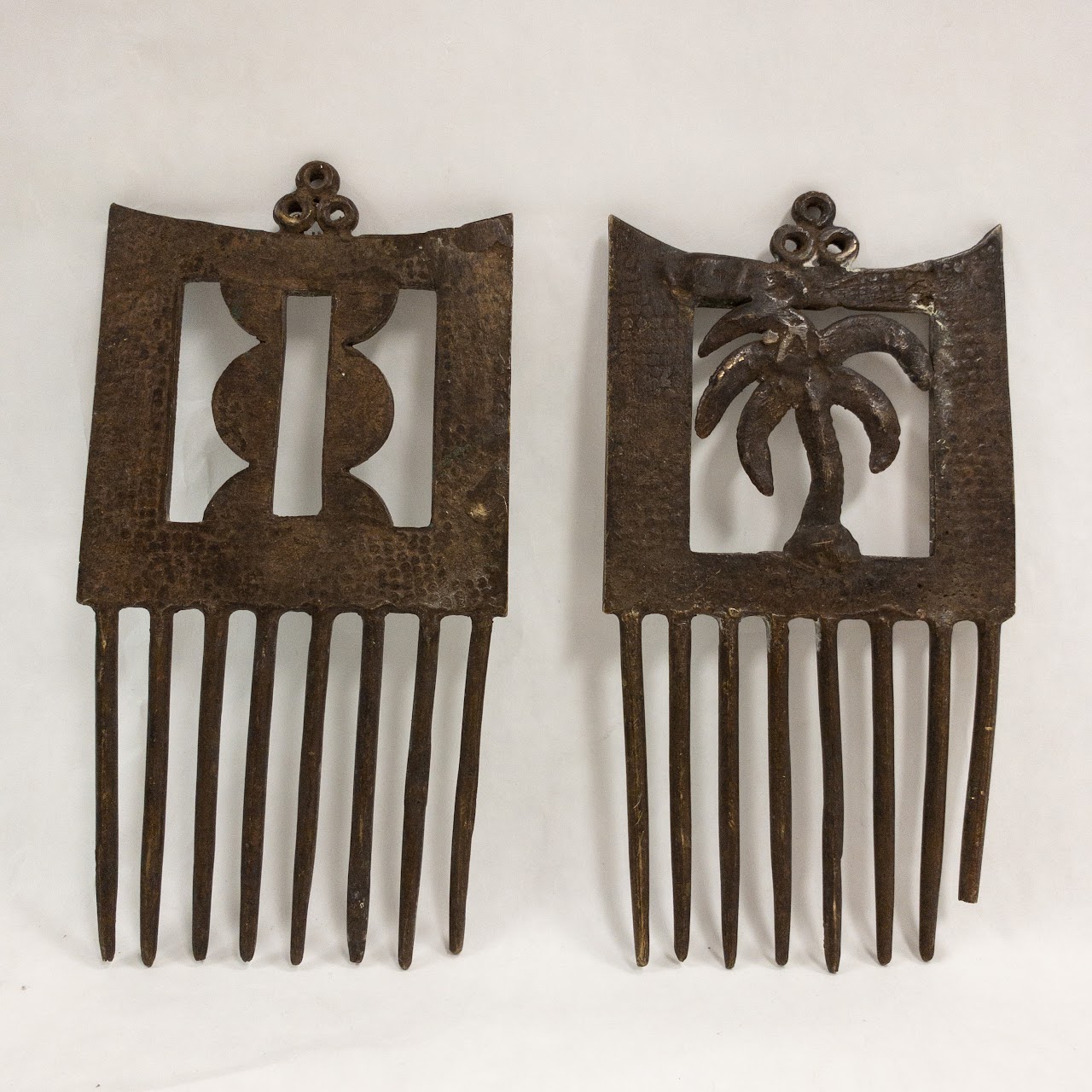 Decorative Brass Hair Comb Pair