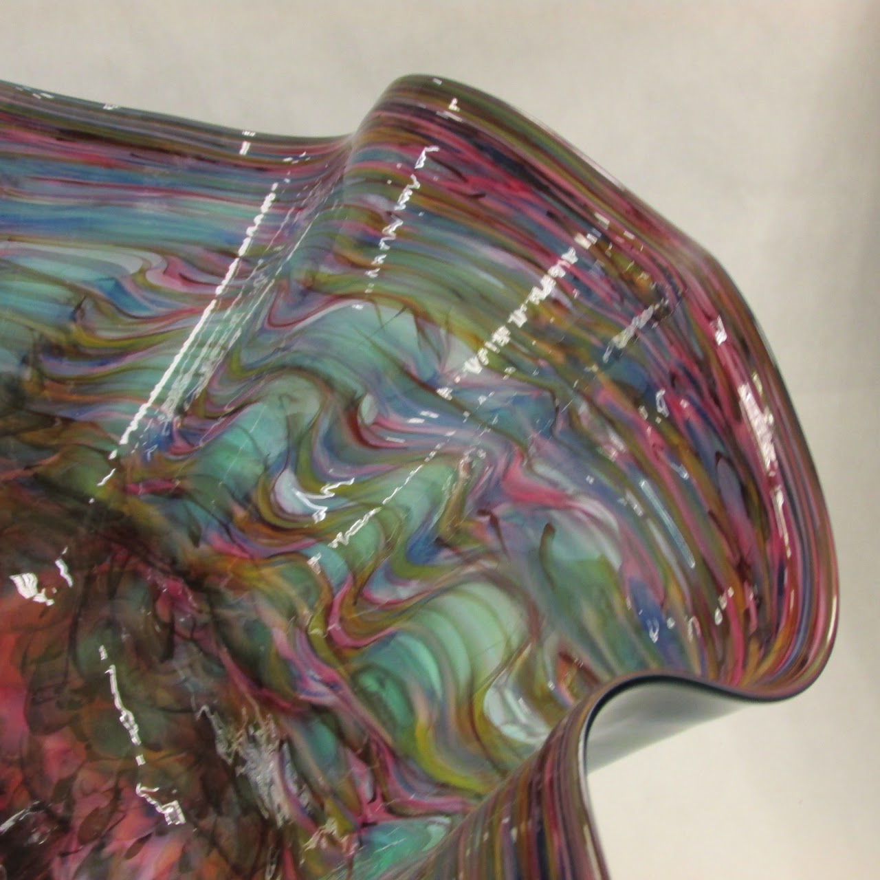 Signed Large Art Glass Centerpiece Bowl