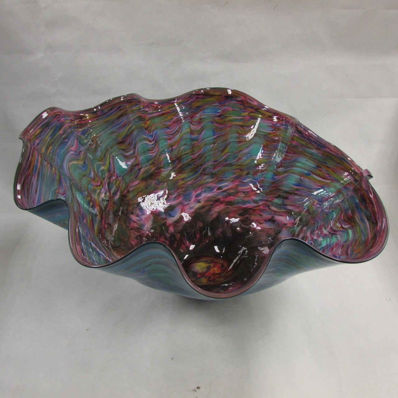 Signed Large Art Glass Centerpiece Bowl