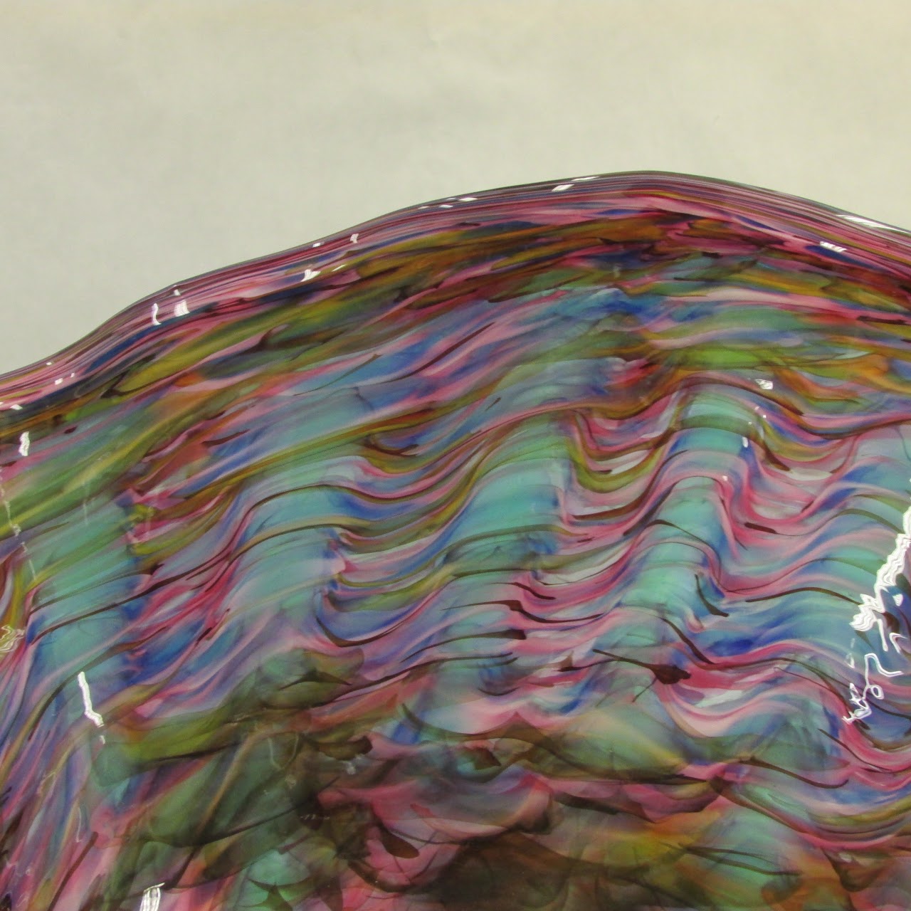 Signed Large Art Glass Centerpiece Bowl