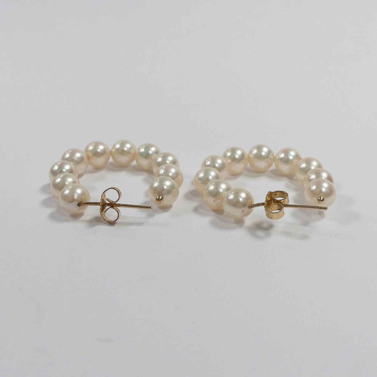 14K Gold & Pearl Hoop Earrings