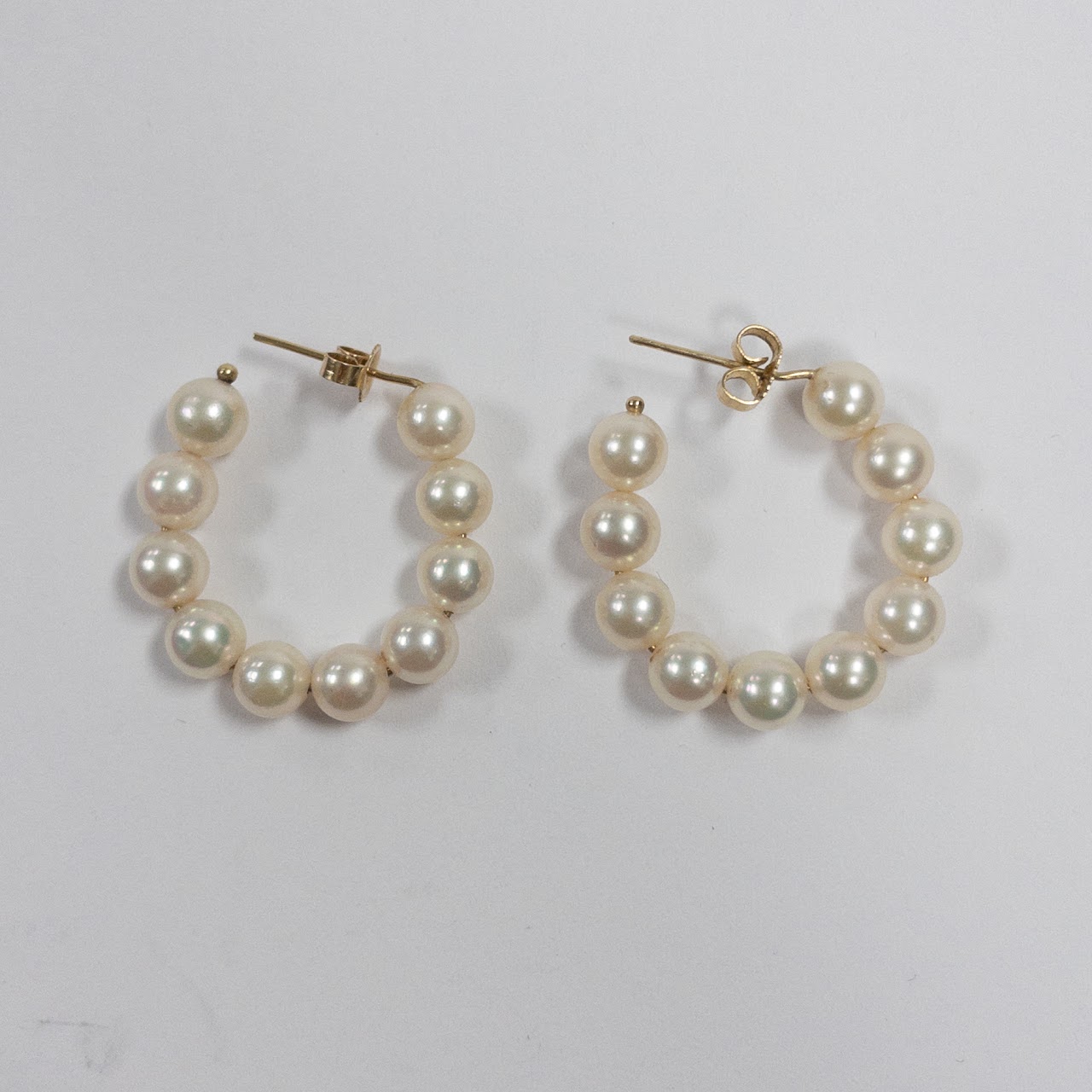 14K Gold & Pearl Hoop Earrings